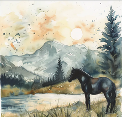 Watercolor Horses - Still Waters