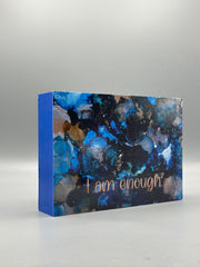 I Am Enough Wood Art Box – Inspirational Affirmation Wall Decor – Abstract Motivational Art