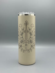 Violin Floral Tumbler – Music Lover or Orchestra Gift, Insulated Travel Mug