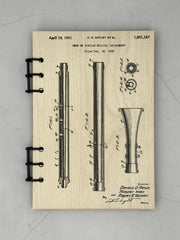 Oboe Patent Journal – Musician Notebook, Vintage Oboe Blueprint Design