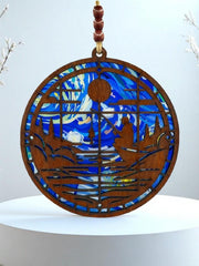Fishing Suncatcher | Handmade Lake Scene