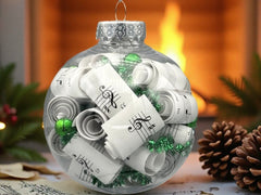 Large 4 inch Sheet Music Christmas Ornament  | Green Accents