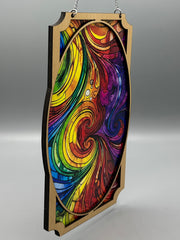 Geometric Rectangle & Circle Suncatcher | Eco Wood & Acrylic | Handcrafted in Colorado