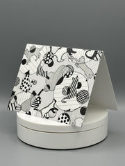 Black & White Cat Art Cards: Modern Abstract Kitty Note Card Set
