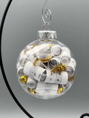 Large 4 inch Sheet Music Christmas Ornament  | Gold Accents