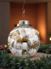 Large 4 inch Sheet Music Christmas Ornament  | Gold Accents