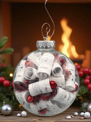 Large 4 inch Sheet Music Christmas Ornament  | Silver Accents