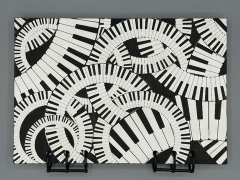 Piano Keyboard Refillable A5 Journal – Music Lover Notebook, Swirling Keys Design
