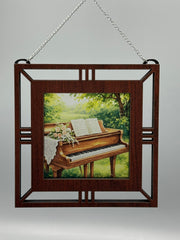 Piano Garden Suncatcher | Handmade Window Hanging | Acrylic & Wood Music Lover Gift |
