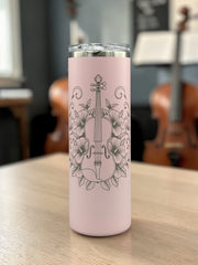 Violin Floral Tumbler – Music Lover or Orchestra Gift, Insulated Travel Mug