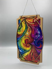 Geometric Rectangle & Circle Suncatcher | Eco Wood & Acrylic | Handcrafted in Colorado