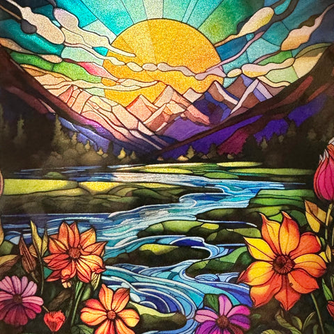 Mountain Sunset - Teal Night Light Scene