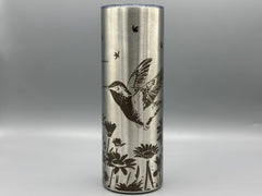 Hummingbird Wildflower Tumbler | 20 oz Insulated Stainless Steel Cup | Nature Inspired Laser Engraved Travel Mug