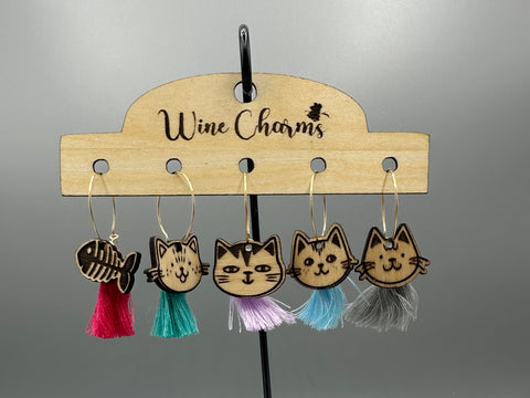 Cat Wine Charms Set 3