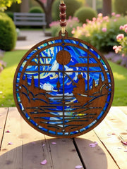 Fishing Suncatcher | Handmade Lake Scene