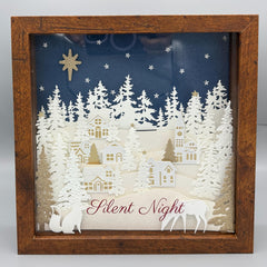 Lighted Christmas Shadow Box: Handmade Woodland Village with Fairy Lights