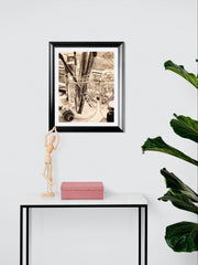 Sepia Artist Tools Art Print | Realistic Mason Jar Drawing (11x14 matted to 16x20 Unframed)