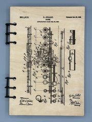 Flute Patent Journal – Musician Notebook, Vintage Flute Blueprint Design