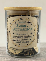 Sweary Affirmations – Volume 1 – Funny Adult Affirmation Tokens in Jar – Snarky Positive Affirmations Gift – Confidence Boosting Self Care