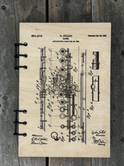 Flute Patent Journal – Musician Notebook, Vintage Flute Blueprint Design
