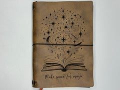 Refillable A5 “Make Space for Magic” Journal – Traveler Style Notebook, 200 Pages 100gsm Thick Paper, Ruled Lined, 5.5" x 8.1" Writing Journal