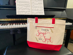 Then Sings My Soul Music Heavy Canvas Tote Bag with Black Accents