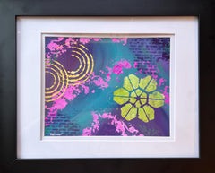 Pond Reflection | Original Abstract Acrylic Painting | Framed Contemporary Art | Vibrant Wall Decor by Kathy OConner