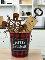Guitarist Gift Set | Reclaimed Guitar Neck Bottle Opener + Ornament + Tag in Holiday Bucket