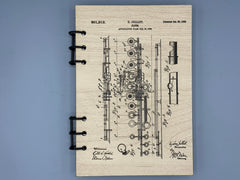 Bassoon Patent Journal – Refillable Musician Notebook, Vintage Bassoon Blueprint Design