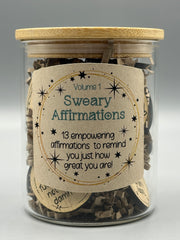 Sweary Affirmations – Volume 1 – Funny Adult Affirmation Tokens in Jar – Snarky Positive Affirmations Gift – Confidence Boosting Self Care
