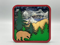Mountain Suncatcher Window Sitter – Bear Forest Scene Decor