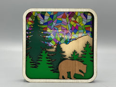 Mountain Suncatcher Window Sitter – Bear Forest Scene Decor