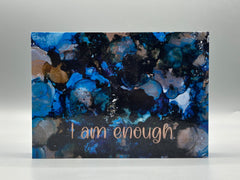 I Am Enough Wood Art Box – Inspirational Affirmation Wall Decor – Abstract Motivational Art