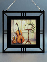 Violin & Cello Window Hanging | Stained Glass Style Music Decor | Gift for Violinist, Cellist & Music Teacher