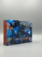 I Am Enough Wood Art Box – Inspirational Affirmation Wall Decor – Abstract Motivational Art