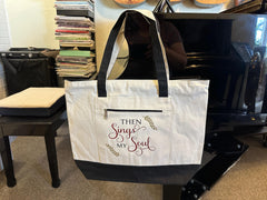 Then Sings My Soul Music Heavy Canvas Tote Bag with Black Accents