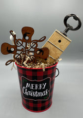 Guitarist Gift Set | Reclaimed Guitar Neck Bottle Opener + Ornament + Tag in Holiday Bucket