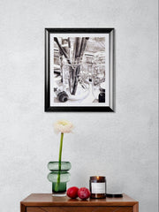 Artist's Tools Art Print | Black & White Drawing 11x14 matted to 16x20