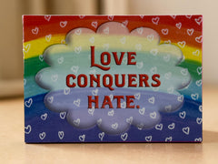 Love Conquers Hate Wood Art Box – Rainbow Inspirational Decor – Handmade Art