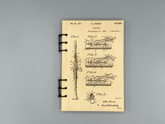 Clarinet Patent Journal A5 | Vintage Instrument Patent Journal | Refillable Wood Cover Notebook