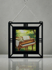 Piano Garden Suncatcher | Handmade Window Hanging | Acrylic & Wood Music Lover Gift |