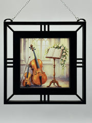 Violin & Cello Window Hanging | Stained Glass Style Music Decor | Gift for Violinist, Cellist & Music Teacher