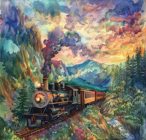 Watercolor Trains - Scenic Mountain
