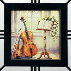 Violin & Cello Window Hanging | Stained Glass Style Music Decor | Gift for Violinist, Cellist & Music Teacher