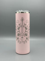 Violin Floral Tumbler – Music Lover or Orchestra Gift, Insulated Travel Mug