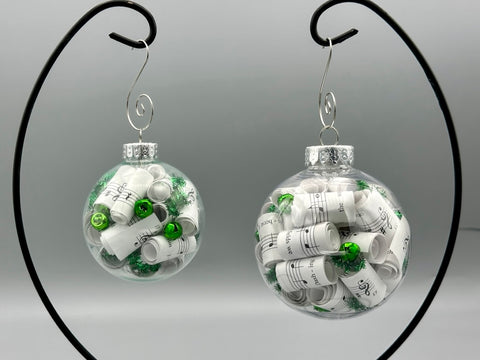Large 4 inch Sheet Music Christmas Ornament  | Green Accents