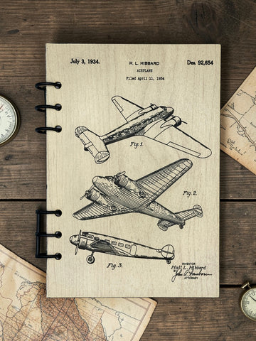 Airplane Patent A5 Refillable Journal | Pilot Gift Notebook | Aviation Lover Journal | Vintage Aircraft Sketchbook | Travel Journal | Lined or Blank Pages