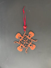 4.5" Guitar Snowflake Ornament with Ribbon & Bead | Music Lover Gift | Music Teacher Christmas Decor