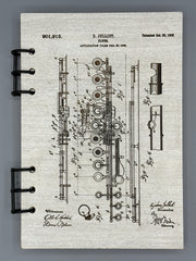 Flute Patent Journal – Musician Notebook, Vintage Flute Blueprint Design