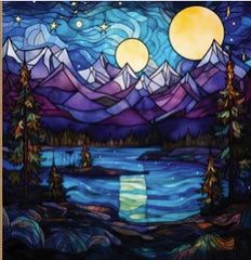 Moonrise Over Alpine Lake
